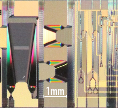 Typical arrayed waveguide grating (AWG) on chip realized at Ligentec